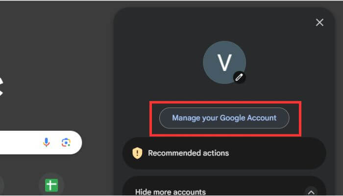 Select Manage your Google Account (Desktop) - Delete Gmail