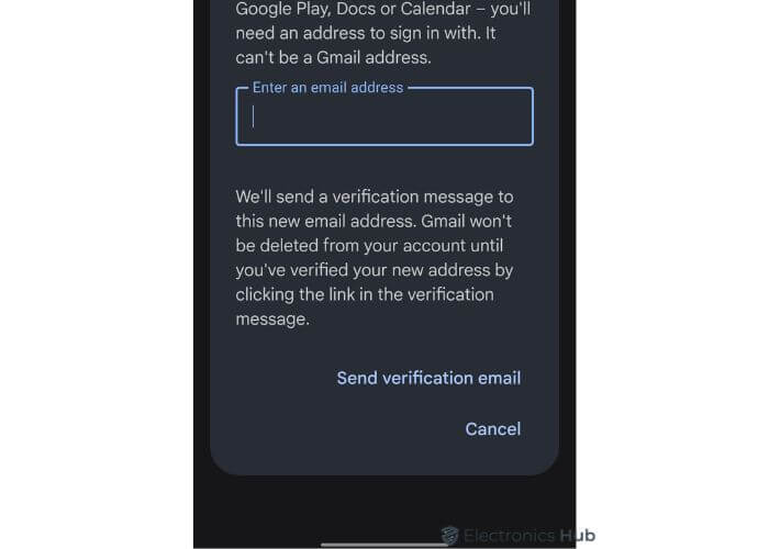 Tap Send Verification Email - Delete Account ( Gmail)