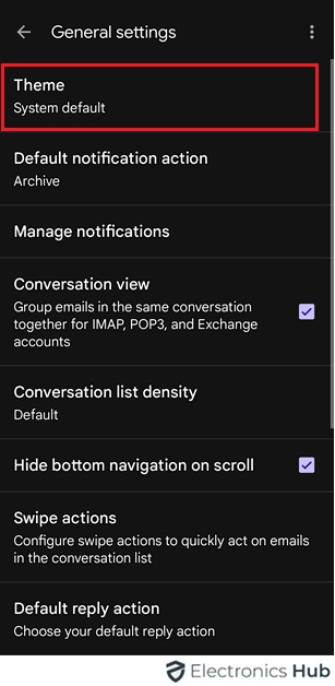themes in settings - change gmail background