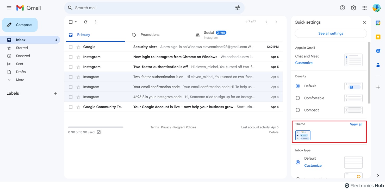 themes view all - change gmail background
