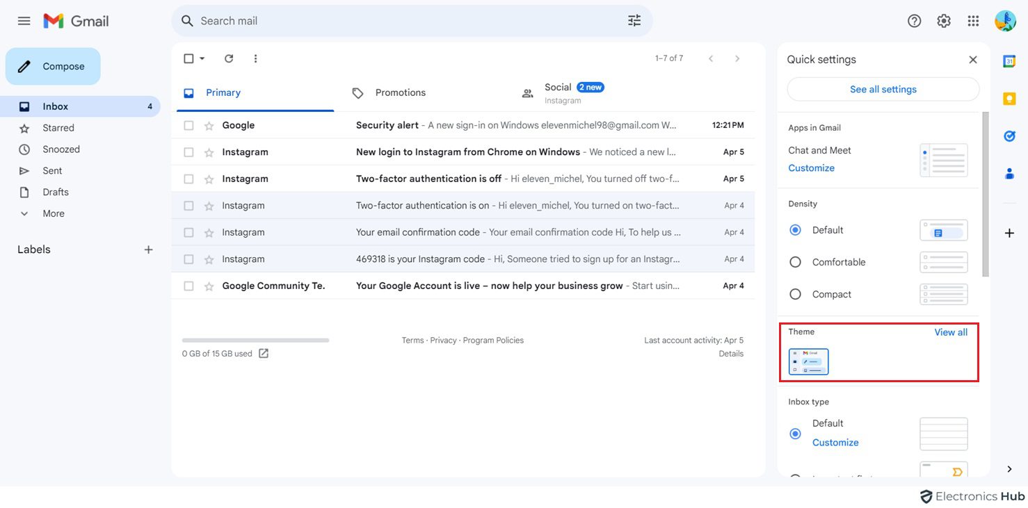 themes view all - change gmail background